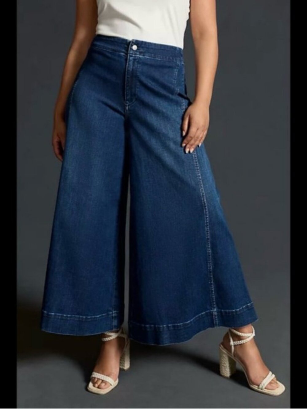 Anthropologie Maeve Palazzo Culotte Wide Leg Cropped Jeans 25